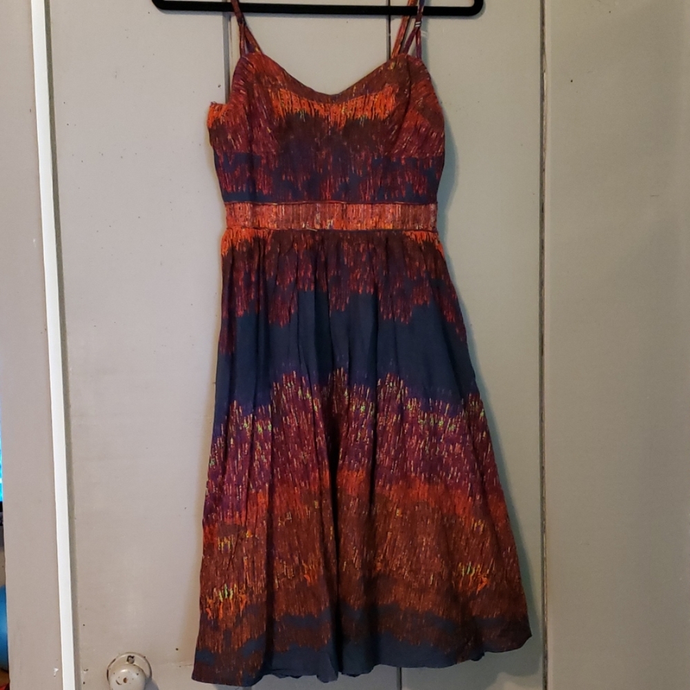 Modcloth - Blue & Red Party Dress print w/ pockets